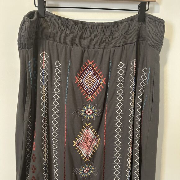 Embroidered Maxi Skirt - Black with Multicolor Accents - Picture 5 of 13